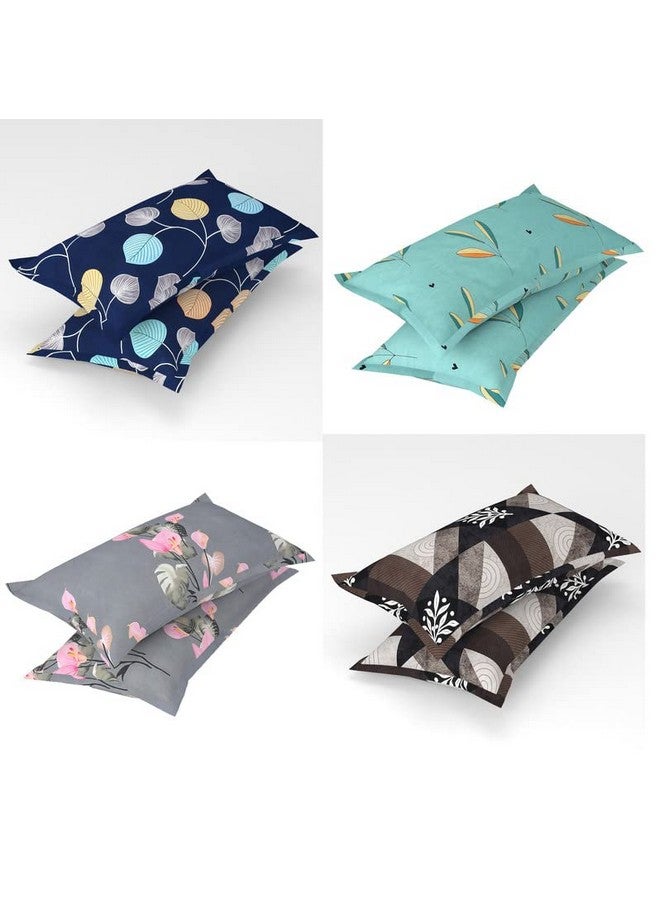 VAS COLLECTIONS Prime Combo Pack of 4 Double Bedsheets with 8 Pillow Covers | 160 TC Soft Brushed Glace Cotton -Long Lasting & Wrinkle Free - | 225X228 Cm Or 7.5X7.5 Ft-Blue & Yellow - Image 2