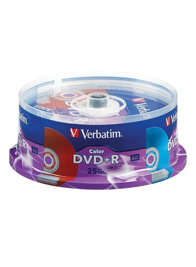 VERBATIM Life Series 16x DVD+R Discs (25-Pack) - Green/Blue/Orange/Red/Yellow - Image 1