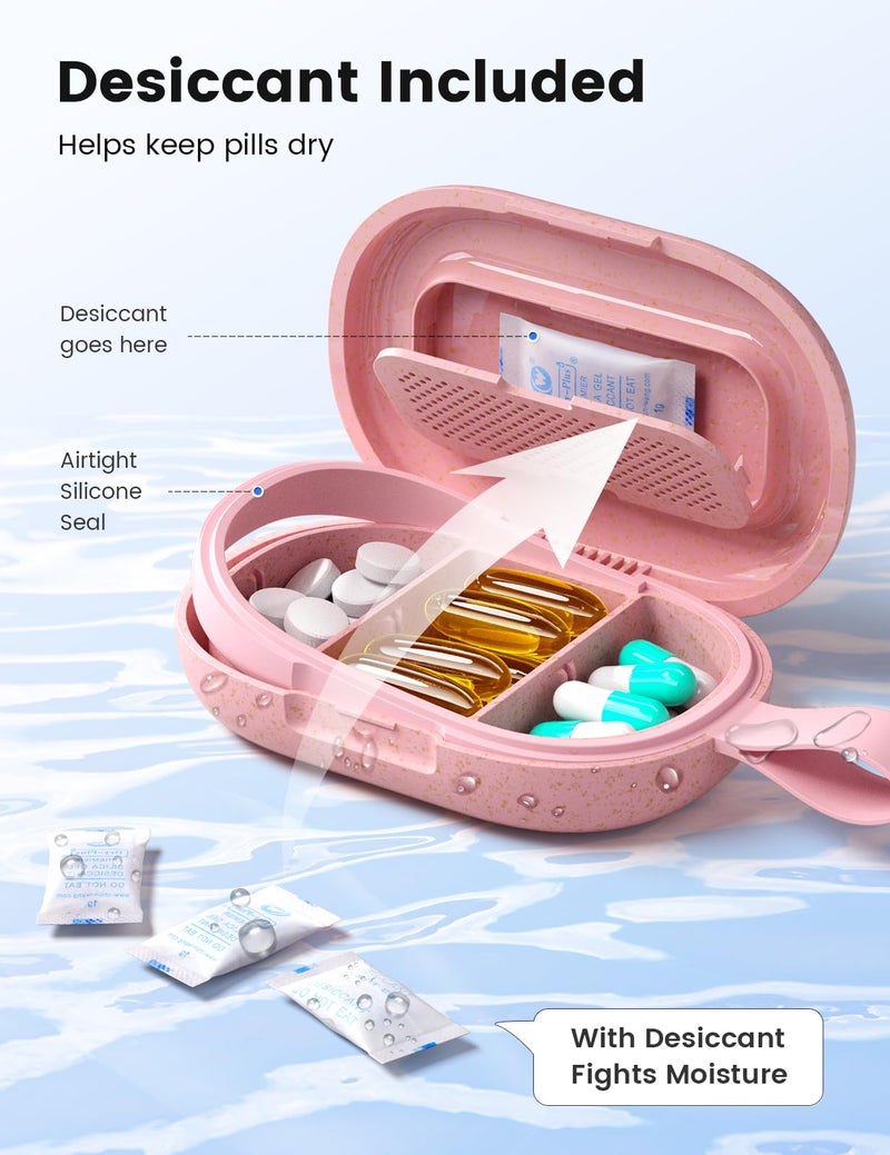 Ideerfit Travel Pill Organizer, Adjustable 3-6 Compartments Portable Pill Box, Small Pill Case Daily Medicine Container Moisture Proof Storage to Hold Vitamin Fish Oil Supplement for Pocket Purse-Pink - Image 2