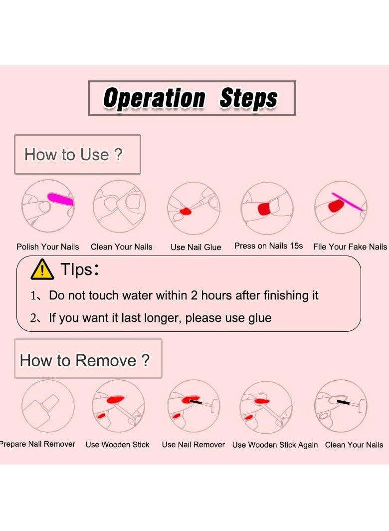 KHAJUL 24-Piece Fake Nails with Jelly Stickers and Nail File, Almond Shaped with Press on Nails Cold Tone 3D Water Drop Shell Nail Art (Nude Color) - Image 3