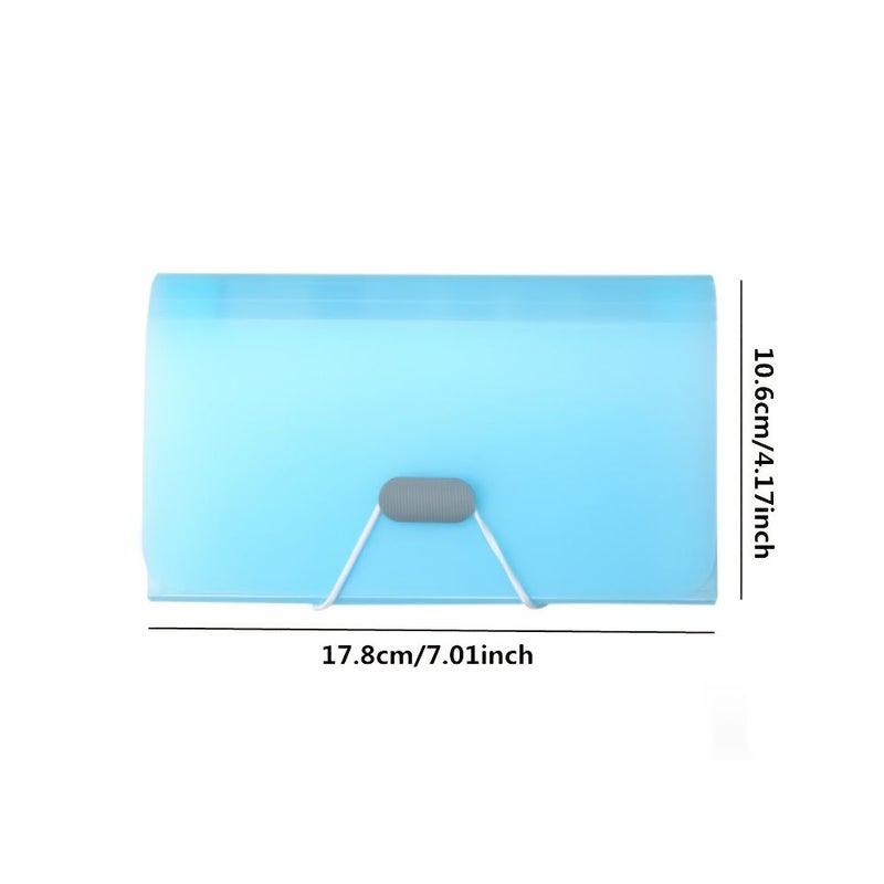 Blue 13-Compartment Accordion File Folder Small Mini Office Storage Bag A6 Multi-Layer Bill Clip Filing Organizer - Image 3