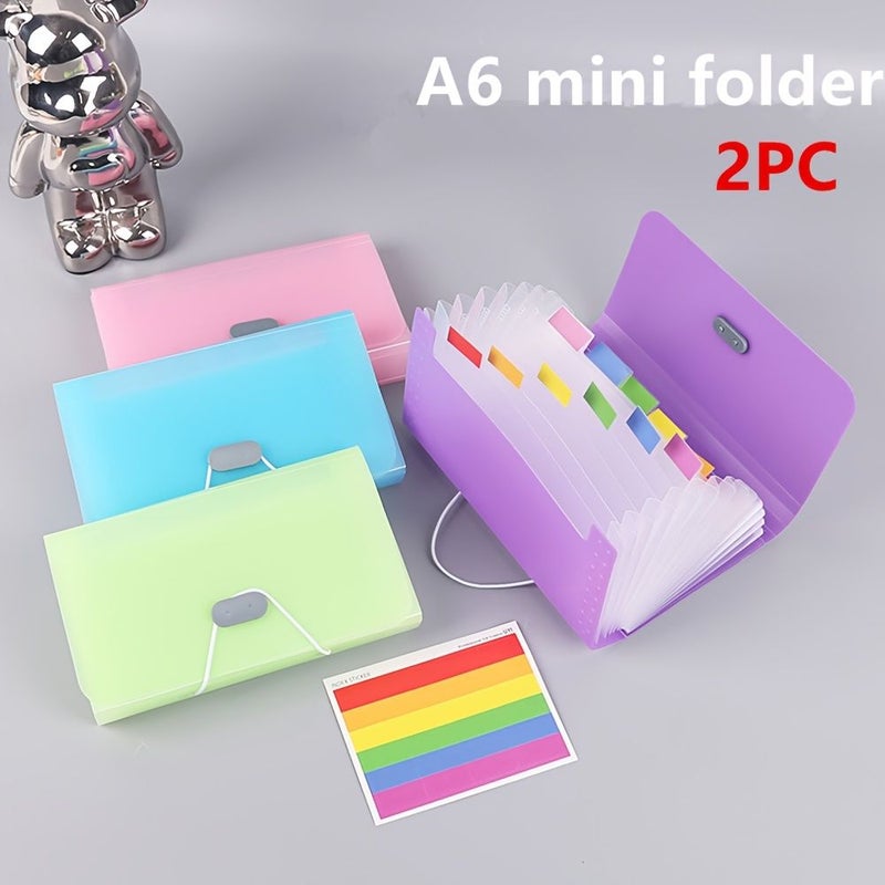 Blue 13-Compartment Accordion File Folder Small Mini Office Storage Bag A6 Multi-Layer Bill Clip Filing Organizer - Image 1
