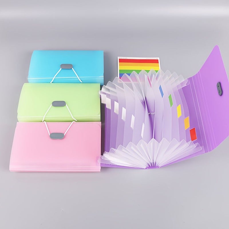 Blue 13-Compartment Accordion File Folder Small Mini Office Storage Bag A6 Multi-Layer Bill Clip Filing Organizer - Image 4