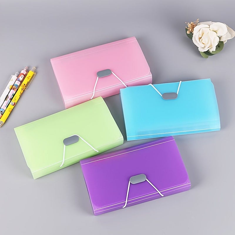 Blue 13-Compartment Accordion File Folder Small Mini Office Storage Bag A6 Multi-Layer Bill Clip Filing Organizer - Image 2