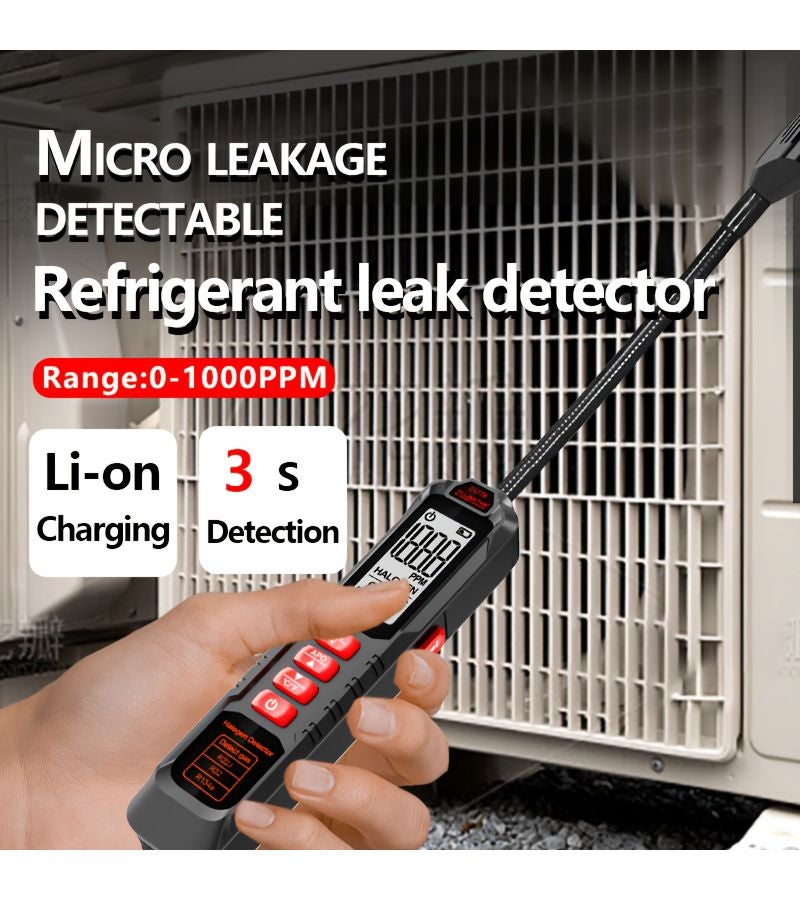 GL77A Professional Halogen Refrigerant Leak Detector with Digital LCD Screen Sound and Visual Alarms - Heavy Duty for Refrigeration Air Conditioning Automotive AC Freezer Refrigerator - Detects CFCs HCFCs HFCs HFOs R11 R22 R32 R134a R404a R410a R600a R1234yf AZ-50 HP62 MP39 - 0 to 1000 PPM Range 1 Second Response 11.8 Inch Probe Triple Warning System - Image 5