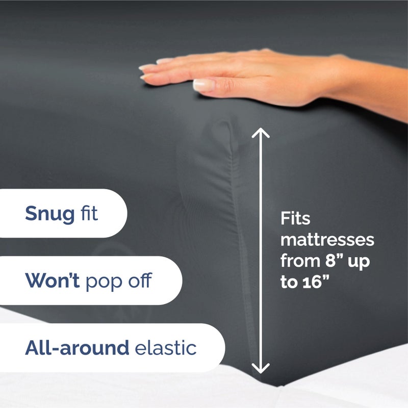 CGK Unlimited King Size 4 Piece Sheet Set - Extra Soft  Breathable & Cooling Sheets - Hotel Luxury Durable Bed Sheets for Women & Men - Deep Pockets  Easy-Fit & Wrinkle-Free Sheets - Slate Blue Oeko-Tex Bed Sheets  - Image 4