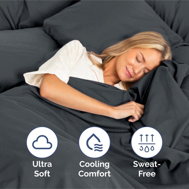 CGK Unlimited King Size 4 Piece Sheet Set - Extra Soft  Breathable & Cooling Sheets - Hotel Luxury Durable Bed Sheets for Women & Men - Deep Pockets  Easy-Fit & Wrinkle-Free Sheets - Slate Blue Oeko-Tex Bed Sheets  - Image 5