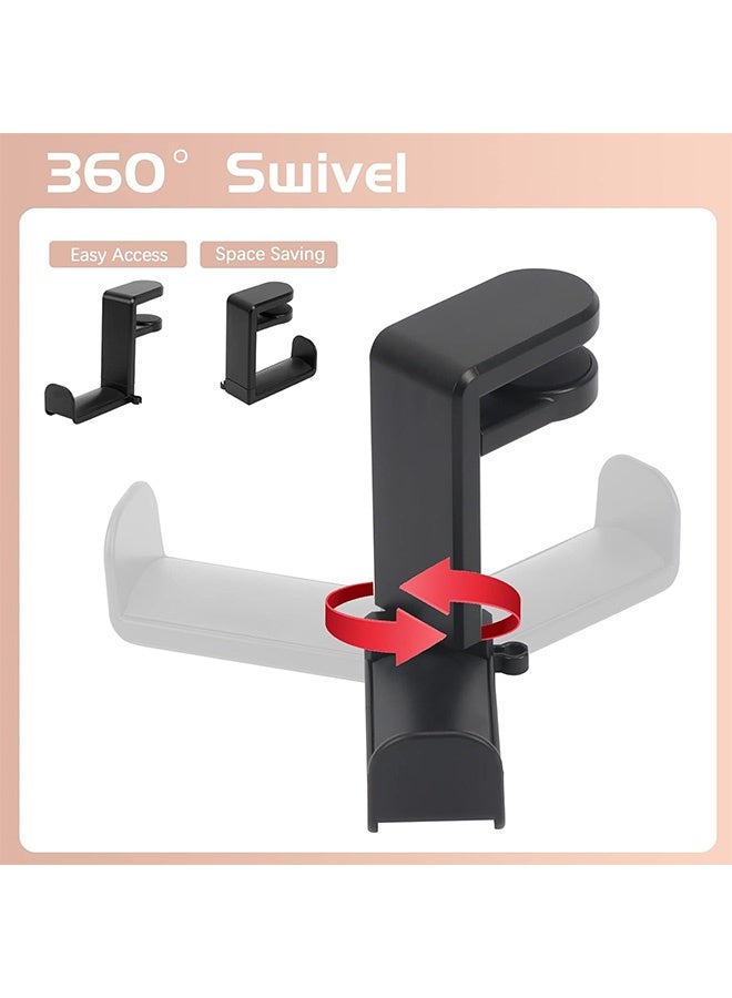 إم إكس إن حامل سماعات ألعاب الكمبيوتر، حامل سماعة الرأس مع مشبك مانع للانزلاق يدور 360 درجة، منظم ملحقات الألعاب العالمي، خطاف سماعة رأس قابل للتعديل للألعاب أسفل المكتب، مشبك سماعة رأس مع مشبك منظم للكابل أسود - Image 3