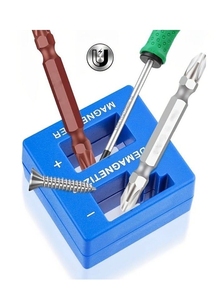 Sisily Precision Tool Magnetizer 1PC Screwdriver Magnetizer Demagnetizer Block for Small Tools and Drill Bits Portable No Battery Blue - Image 3