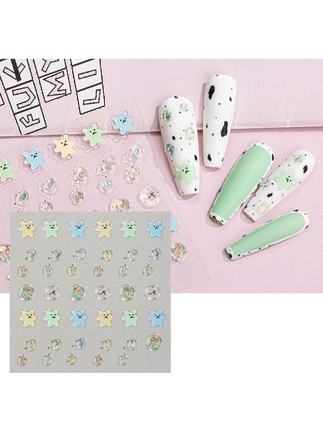 Gecomo 6 PCS Nail Art Stickers, 5D Gold Embossed Nail Art Stickers, Gem Crystal Irregular Geometric Frames Nail Stickers Designs - Image 3