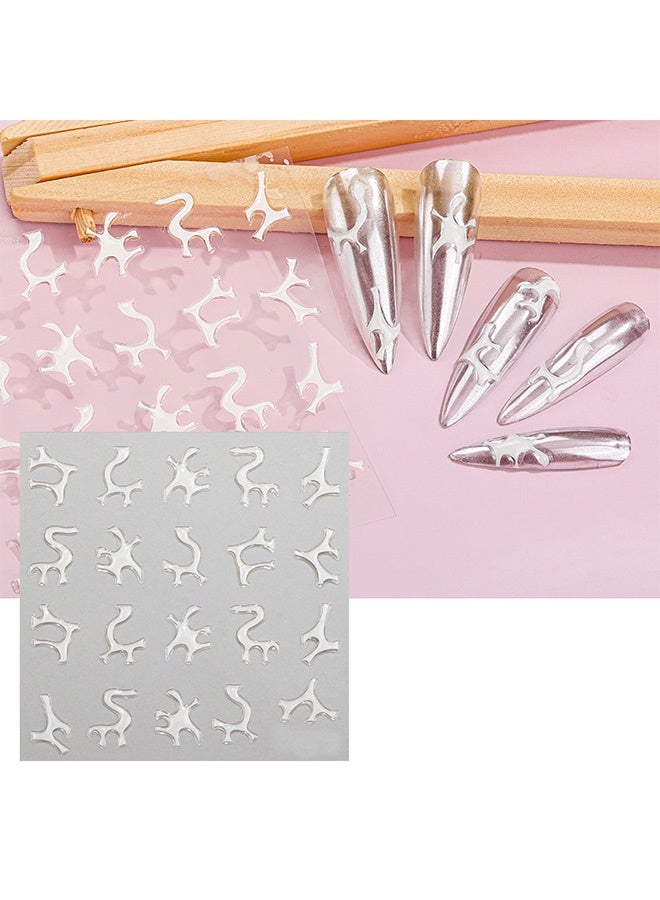 Gecomo 6 PCS Nail Art Stickers, 5D Gold Embossed Nail Art Stickers, Gem Crystal Irregular Geometric Frames Nail Stickers Designs - Image 2