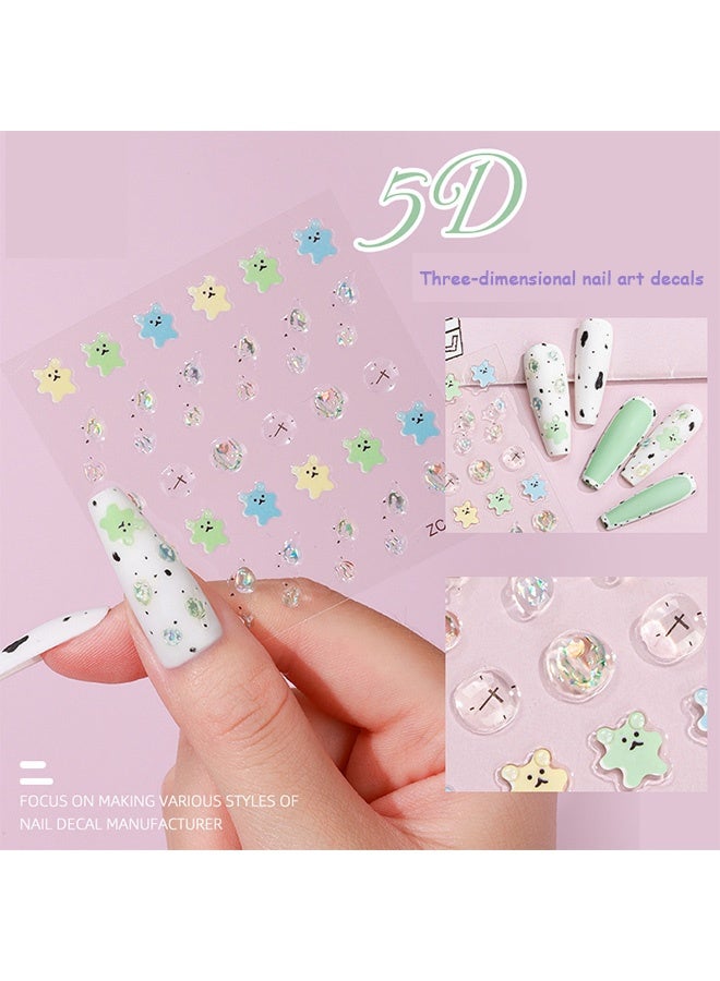 Gecomo 6 PCS Nail Art Stickers, 5D Gold Embossed Nail Art Stickers, Gem Crystal Irregular Geometric Frames Nail Stickers Designs - Image 5