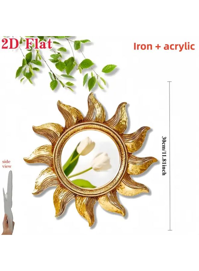 Sunflower Wall Mirror Bohemian Style Golden French Retro Luxury Decor - Image 3