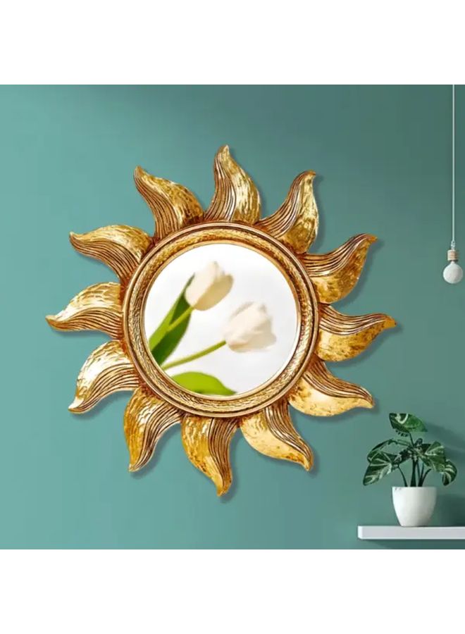 Sunflower Wall Mirror Bohemian Style Golden French Retro Luxury Decor - Image 2