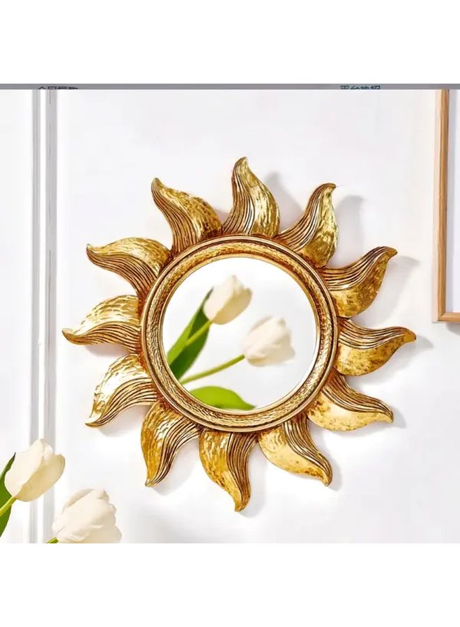 Sunflower Wall Mirror Bohemian Style Golden French Retro Luxury Decor - Image 1