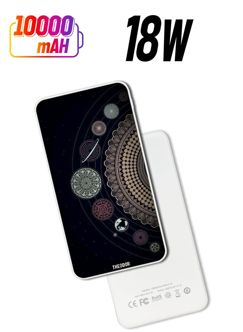 Theodor 10,000 mAh Super Fast Charging Ultra Compact Power Bank with Quick Charge & Power Delivery, Portable Charger For iPhone and Android Mandala Art (2)  - Image 1