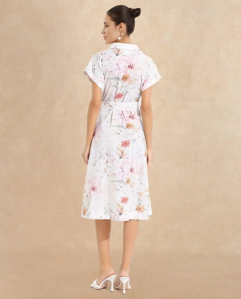 Rareism Women's Bold Floral Print A-Line Dress