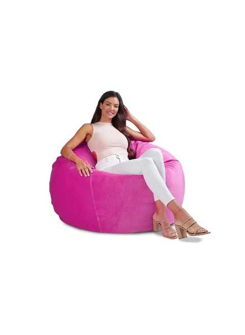 Comfy Large Soft & Fluffy Classic Pink Velvet Bean Bag With Bouncy Beans Filling