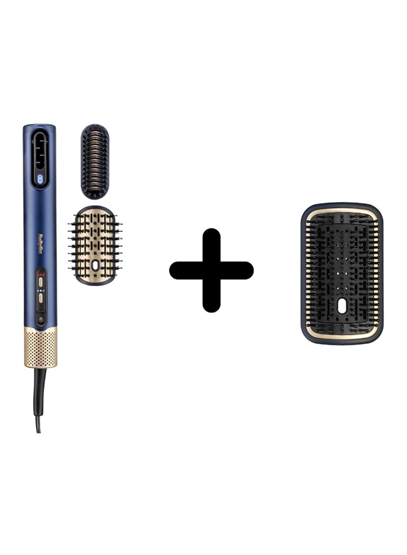 BaByliss Air Wand 3-in-1 Hair Dryer Straightener And Hot Air Brush with Ion Technology And High-Speed Digital Motor Includes 3 Attachments No Heat Damage - (AS6550SDE) Blue & Air Wand Paddle Brush Ideal for Smoothing Straightening and Detangling Hair Perfect for All Hair Types Ergonomic Design for Comfort Reduces Frizz and Adds Shine for a Salon-Quality Finish - (6550-PAD) Blue Combo - Image 1