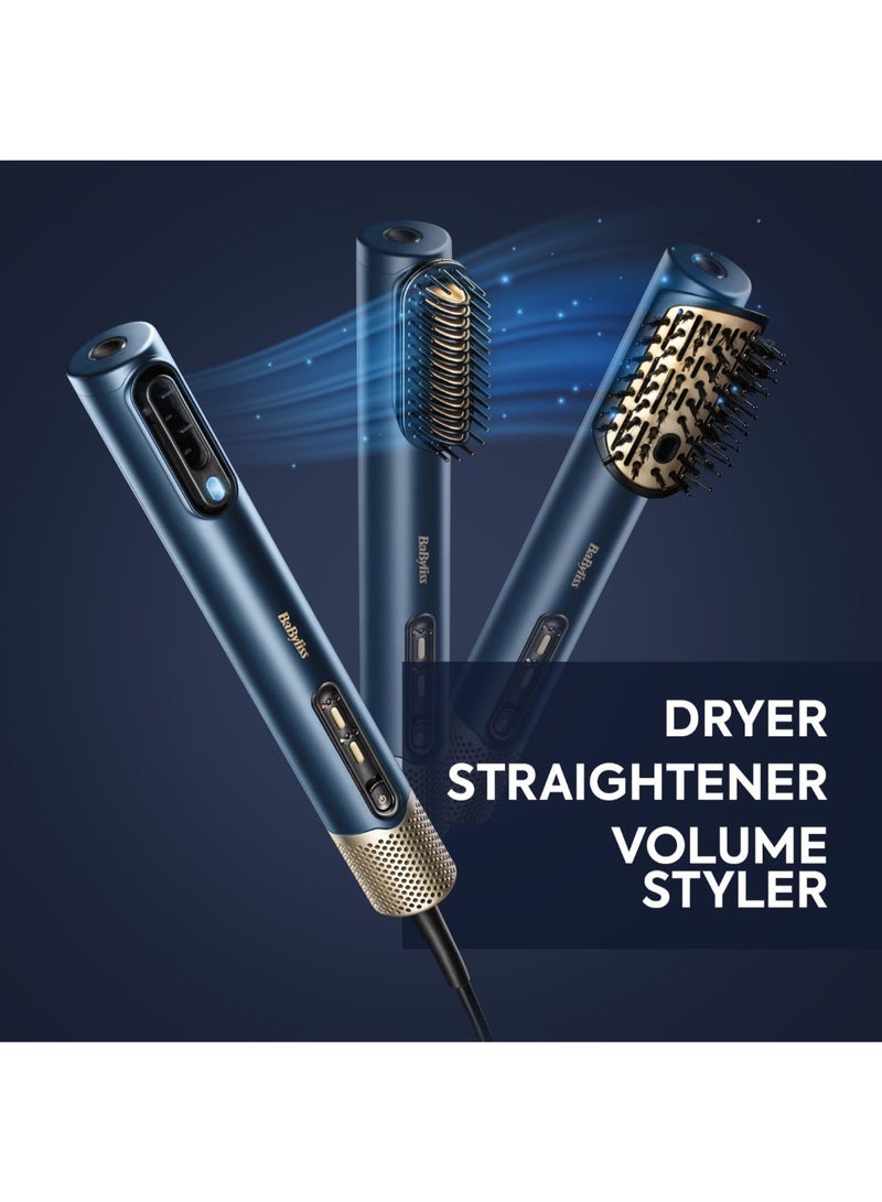 BaByliss Air Wand 3-in-1 Hair Dryer Straightener And Hot Air Brush with Ion Technology And High-Speed Digital Motor Includes 3 Attachments No Heat Damage - (AS6550SDE) Blue & Air Wand Paddle Brush Ideal for Smoothing Straightening and Detangling Hair Perfect for All Hair Types Ergonomic Design for Comfort Reduces Frizz and Adds Shine for a Salon-Quality Finish - (6550-PAD) Blue Combo - Image 2