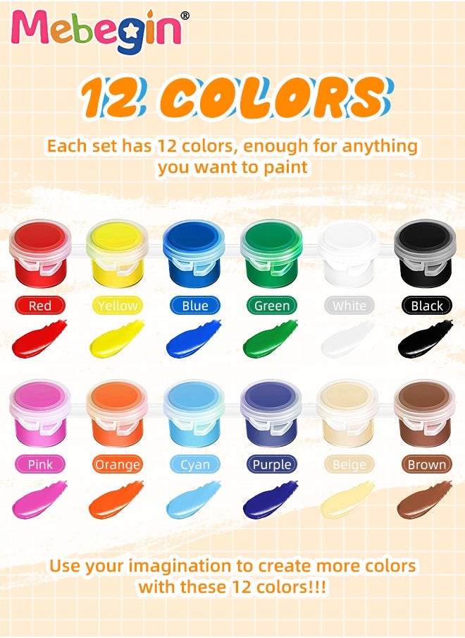 MEBEGIN 32PCS Acrylic Paints Set with Pair of Sleeves, Waterproof Apron and Other Accessaries, Washable Paint with Assorted Painting Brushes and Sponge, Non-toxic Acid-free Artist and Painting Set, Multifunctional Kids Painting Set, Ideal Gift for Kids  - Image 5