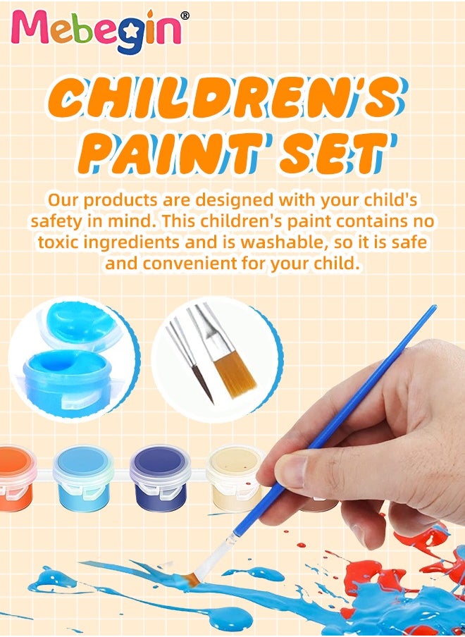 MEBEGIN 32PCS Acrylic Paints Set with Pair of Sleeves, Waterproof Apron and Other Accessaries, Washable Paint with Assorted Painting Brushes and Sponge, Non-toxic Acid-free Artist and Painting Set, Multifunctional Kids Painting Set, Ideal Gift for Kids  - Image 4
