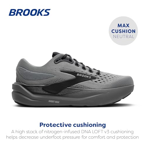 Brooks حذاء بروكس للرجال غوست ماكس 3 للجري والمشي بلون رمادي داكن وإيبيوني 10 متوسط - Image 3