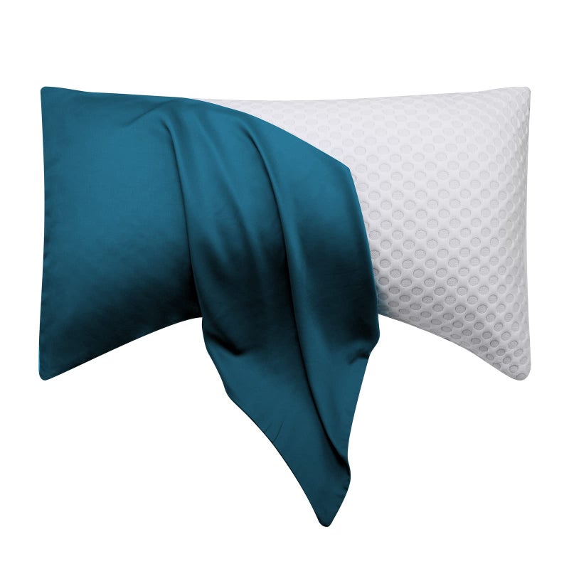 ELIBABA Cooling Side Sleeper Pillow Cases - Curved Rayon Derived from Bamboo Pillowcase Cover - Breathable Cool Silky Soft Pillowcase for Hot Sleepers Hair and Skin  Queen Size 1 Piece  20 * 30 Inches Teal - Image 1