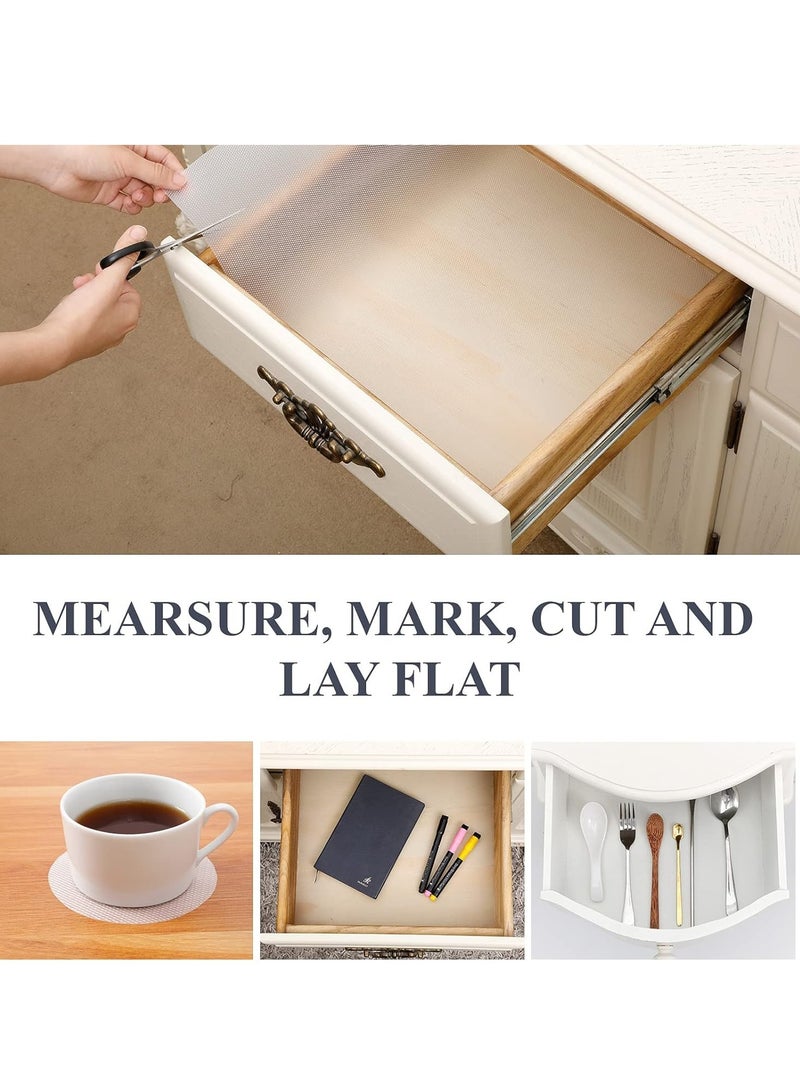 إيلاستبرو (30 سم × 5 م) حصيرة/ملاءة شفافة مضادة للانزلاق من إيفا قابلة للغسل ومضادة للانزلاق للثلاجة، بطانة الرف، الطاولة، حصيرة درج المطبخ (ملمس ماسي، شفاف) - Image 2