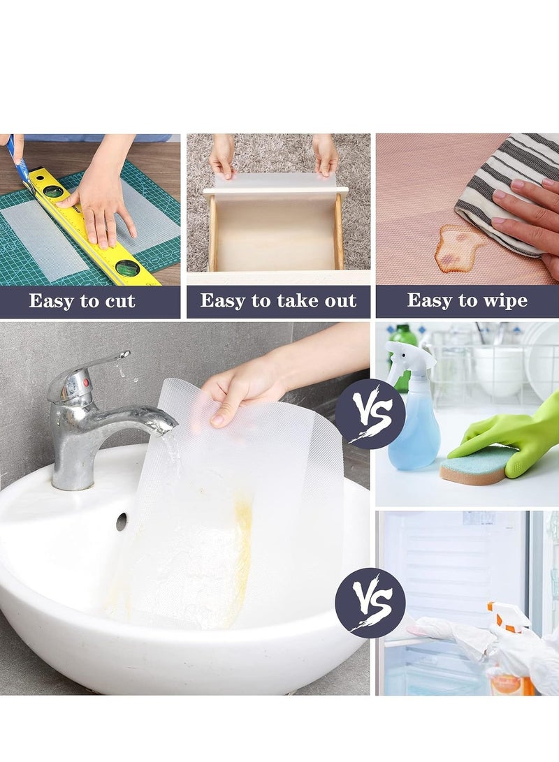 إيلاستبرو (30 سم × 5 م) حصيرة/ملاءة شفافة مضادة للانزلاق من إيفا قابلة للغسل ومضادة للانزلاق للثلاجة، بطانة الرف، الطاولة، حصيرة درج المطبخ (ملمس ماسي، شفاف) - Image 3