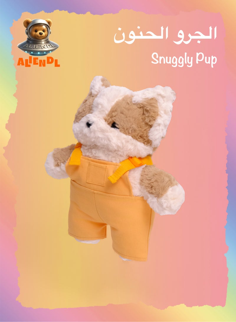 ALIENDL Snuggly Pup – Plush Dog Stuffed Animal Toy for Baby Kids, Soft Cute Puppy Doll Gift Set with Removable Outfit & Pouch, Cozy Companion Gift for Kids, Girls & Friends - Image 1