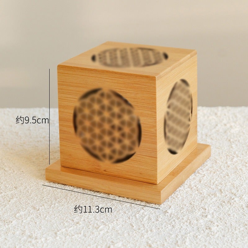 Crystal Demagnetizing Sacred Wood Burner, Tower Incense Holder, White Sage Purification Box, Bamboo Geometric Container