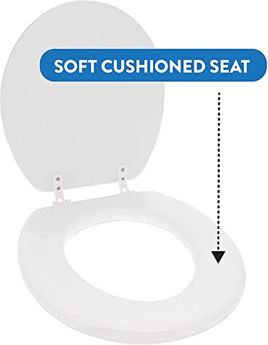 J&V Textiles Embroidered Soft Round Toilet Seat With Easy Clean & Change Hinge, Padded (Black) - Image 3
