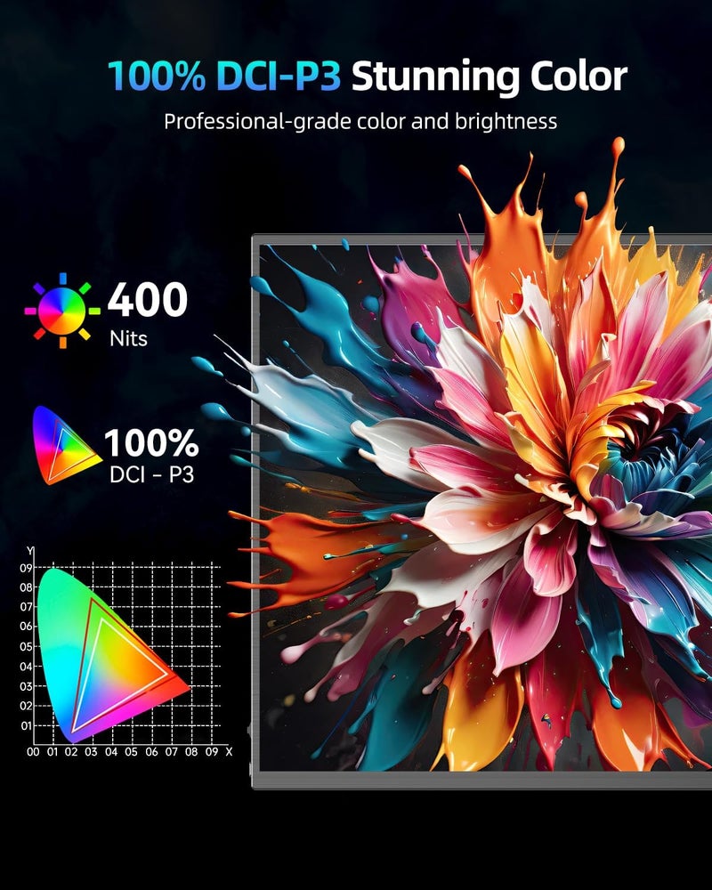 UPERFECT 2K 144Hz Portable Gaming Monitor 18" 2560x1600 QHD 100% DCI-P3 FreeSync HDR Laptop Display With VESA & Case, Slim Frameless Matte IPS Eye Care Second Screen for Game Console - Image 5