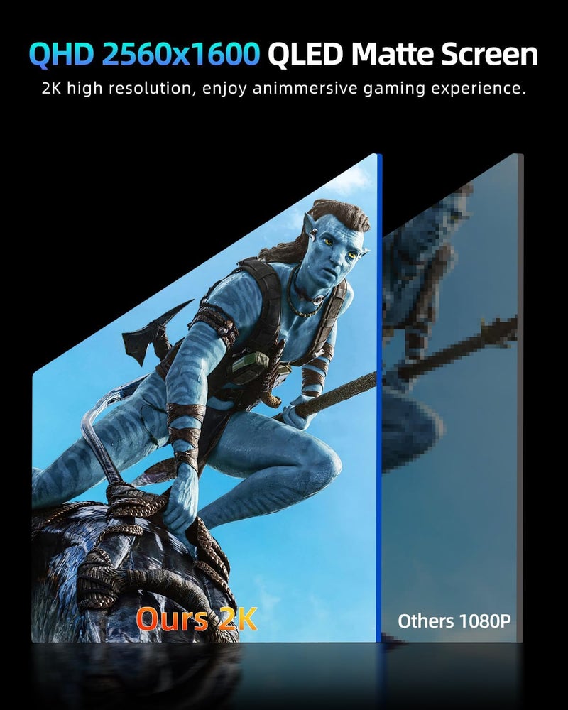 UPERFECT 2K 144Hz Portable Gaming Monitor 18" 2560x1600 QHD 100% DCI-P3 FreeSync HDR Laptop Display With VESA & Case, Slim Frameless Matte IPS Eye Care Second Screen for Game Console - Image 3