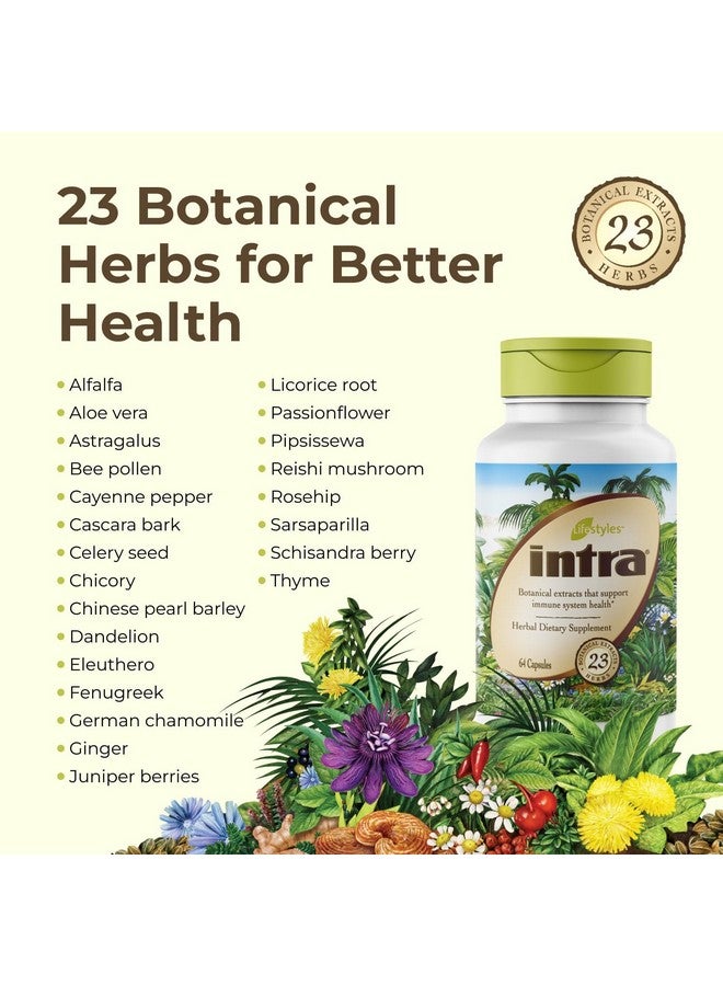 Intra Lifestyles Capsules - Herbal Supplement for Immune Support, Detox, Digestive & Cardiovascular Health - 23 Botanical Extracts - Made in Canada - 64 Capsules - Image 3
