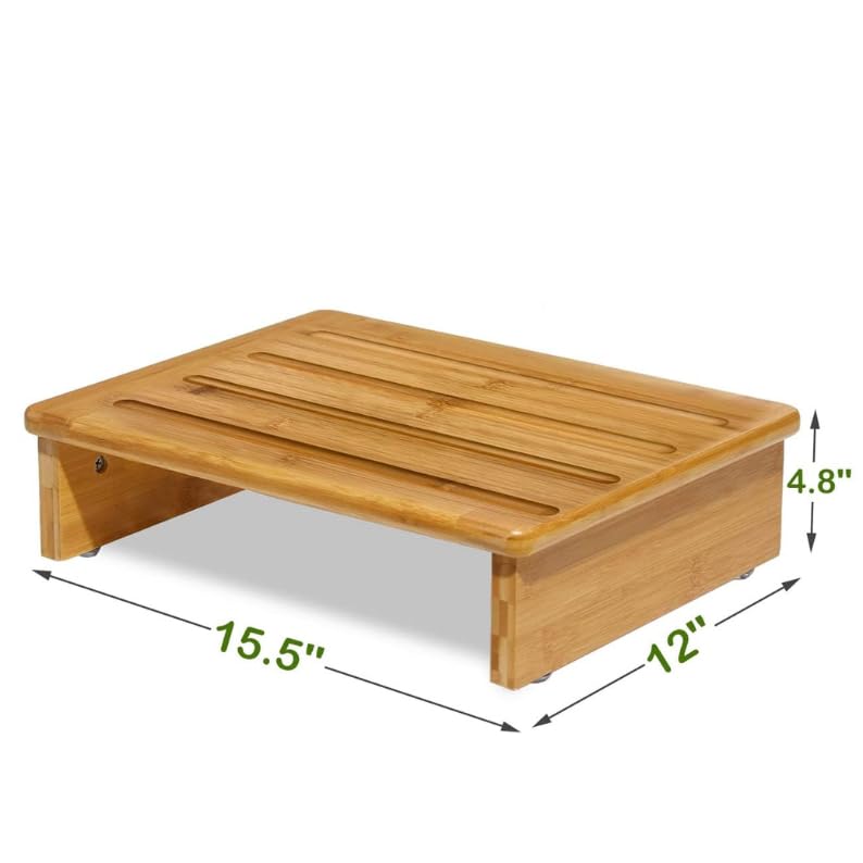 Carpentray Step Stool Wood One Step Stool Half Step Stool Stepping Stool Foot Stool Natural Color with Solid Wood for Stairs Bed Kitchen Bathroom Cars for Adults Seniors and Kids Training - Image 3