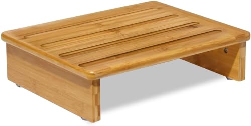 Carpentray Step Stool Wood One Step Stool Half Step Stool Stepping Stool Foot Stool Natural Color with Solid Wood for Stairs Bed Kitchen Bathroom Cars for Adults Seniors and Kids Training - Image 1