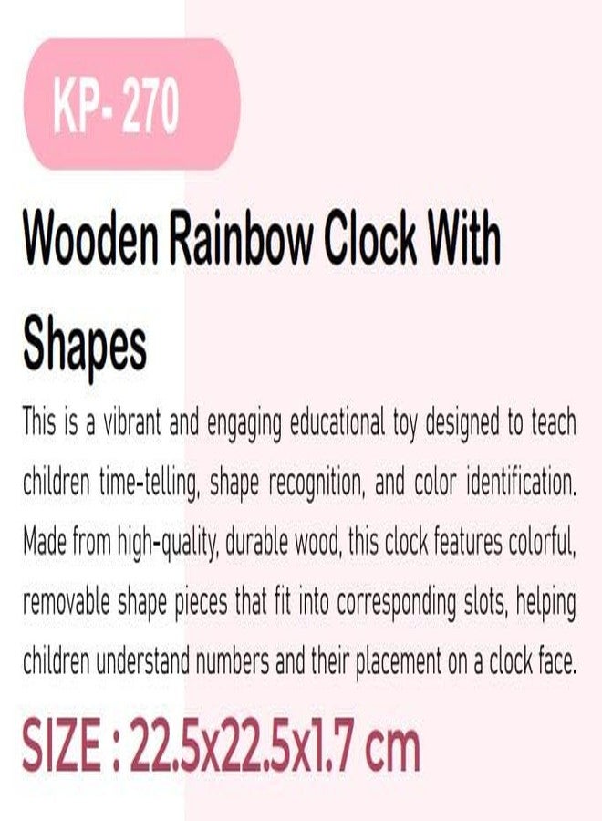 EDUTOTS Wooden Wooden Rainbow Clock with Shapes for Unisex Kids | Wooden Educational Toy | Wooden Montessori Toy | BIS Certified Toys | - Image 2