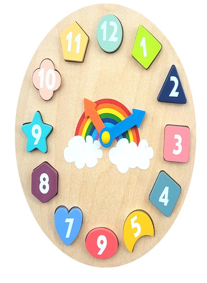 EDUTOTS Wooden Wooden Rainbow Clock with Shapes for Unisex Kids | Wooden Educational Toy | Wooden Montessori Toy | BIS Certified Toys | - Image 1