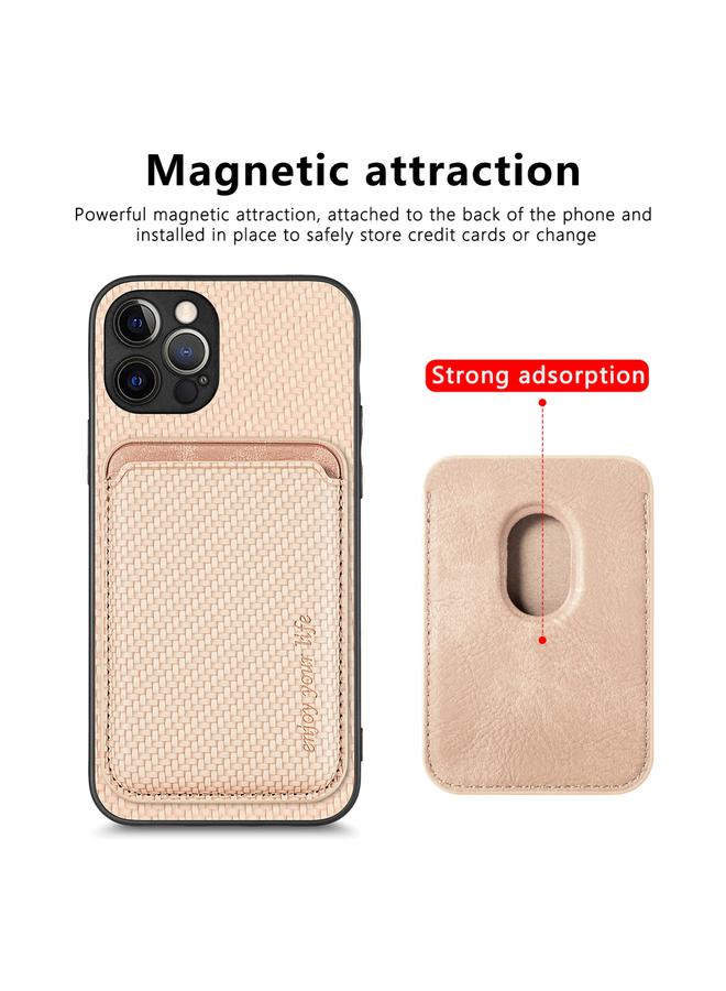 زبون جراب هاتف مغناطيسي من ألياف الكربون والجلد لهاتف iPhone 12 Pro - Image 4