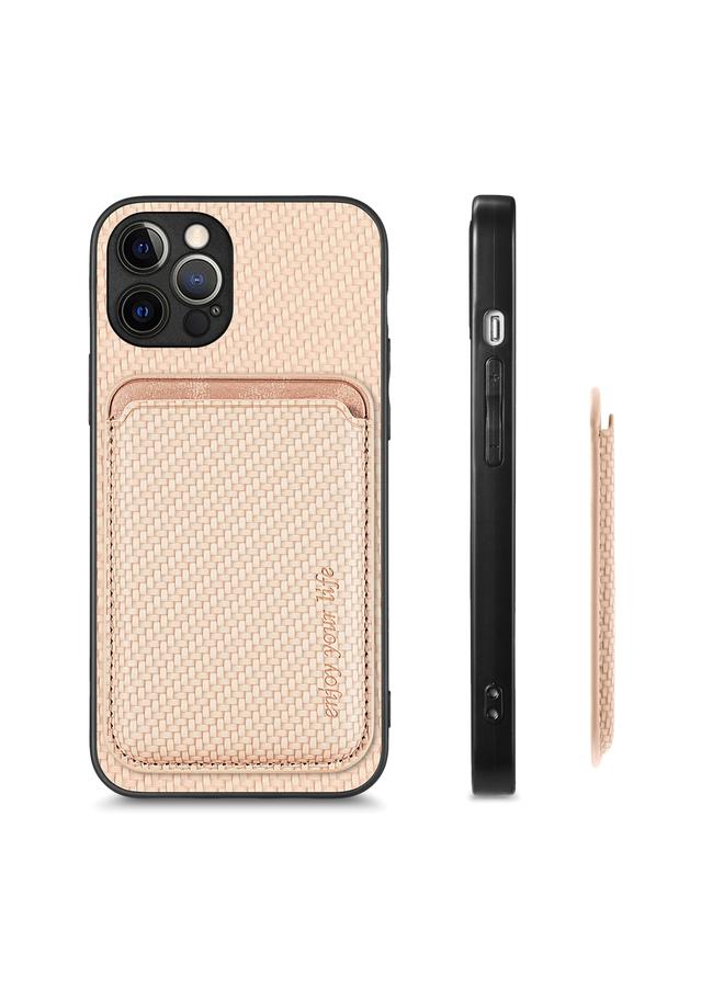 زبون جراب هاتف مغناطيسي من ألياف الكربون والجلد لهاتف iPhone 12 Pro - Image 2