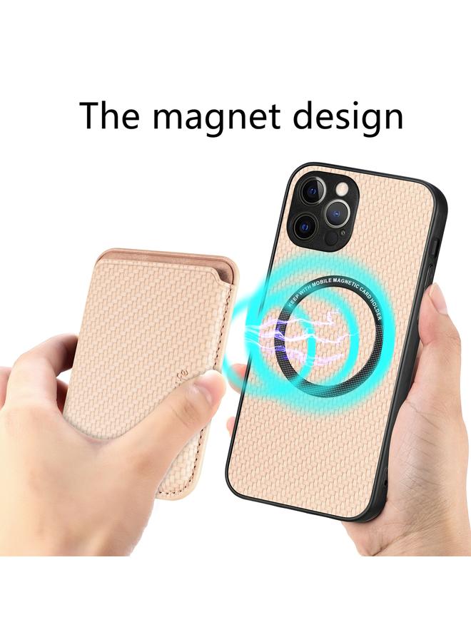 زبون جراب هاتف مغناطيسي من ألياف الكربون والجلد لهاتف iPhone 12 Pro - Image 5