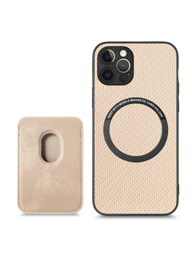 زبون جراب هاتف مغناطيسي من ألياف الكربون والجلد لهاتف iPhone 12 Pro - Image 3