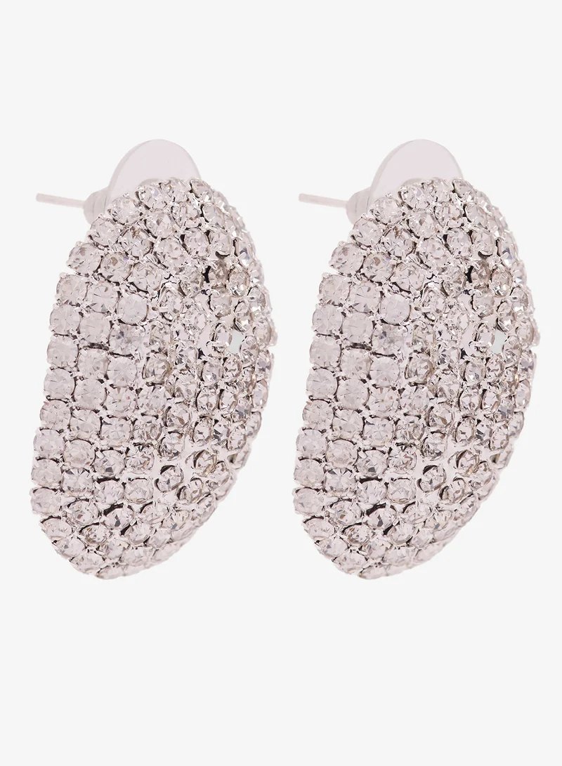 ايلا أقراط فضية مرصعة بالكريستال