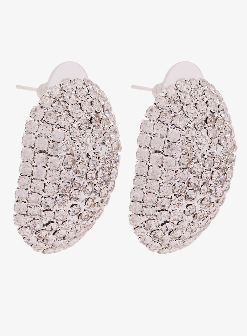 ايلا أقراط فضية مرصعة بالكريستال - Image 1