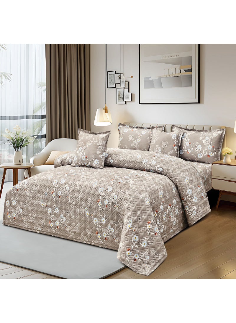 Ming Li Luxury 6-Piece Double Bedding Set – Soft Summer Comforter 250×230 cm – Elegant Floral Design with Bedsheet and Pillowcases – Cool, Breathable Fabric for a Comfortable Sleep - Image 1