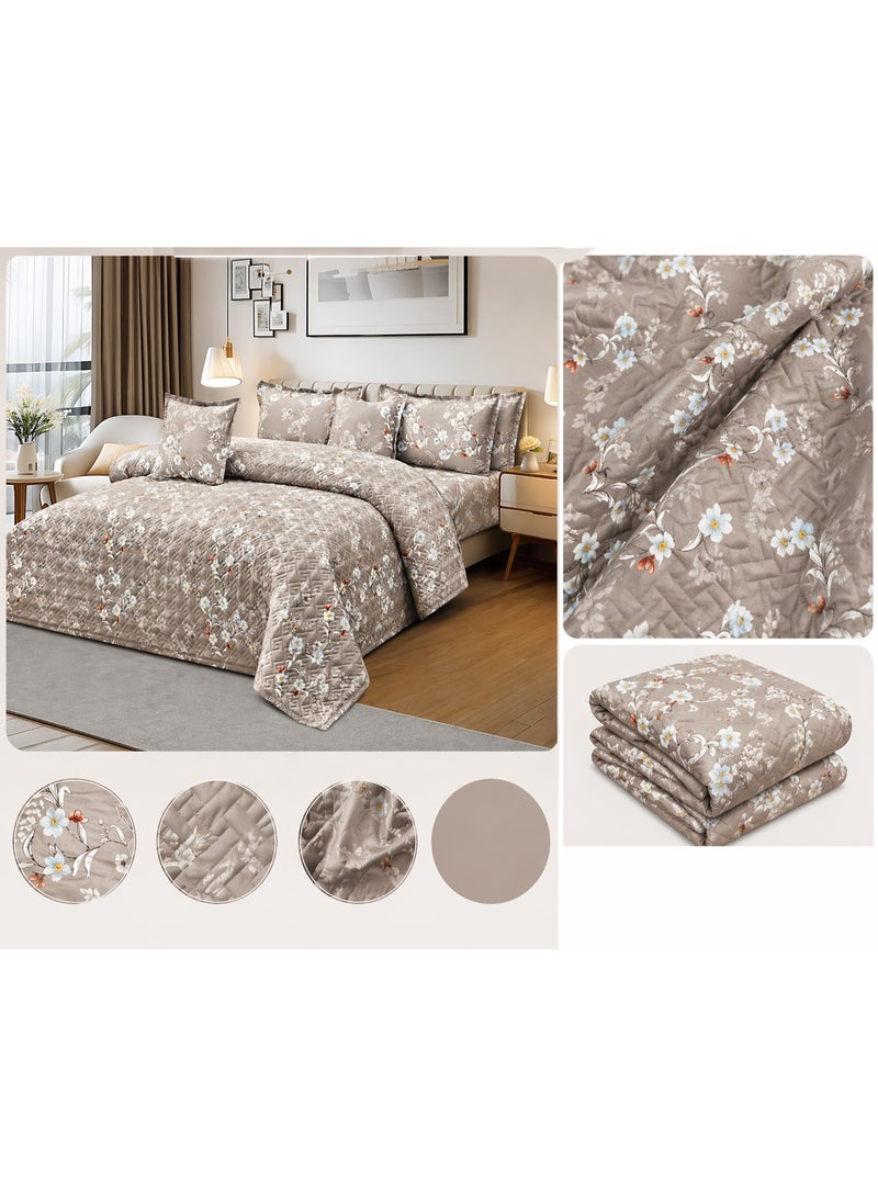 Ming Li Luxury 6-Piece Double Bedding Set – Soft Summer Comforter 250×230 cm – Elegant Floral Design with Bedsheet and Pillowcases – Cool, Breathable Fabric for a Comfortable Sleep - Image 3