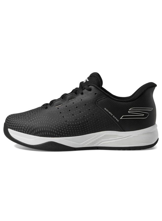 SKECHERS Men's Viper Court Reload Hands Free Slip-ins Sneaker, Black/White, 42.5 EU - Image 4
