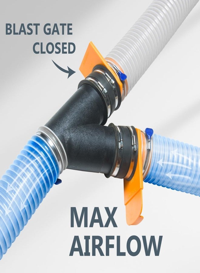 باورتيك POWERTEC 70295-P2 بوابة انفجار متكاملة مقاومة للانسداد، مقاس 4 بوصات، تركيب بلاستيكي ABS مدبب مضاد للفجوات لأنظمة جمع الغبار، عبوة من قطعتين - Image 4